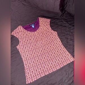 Evan-Picone Purple and Pink Patterned Top